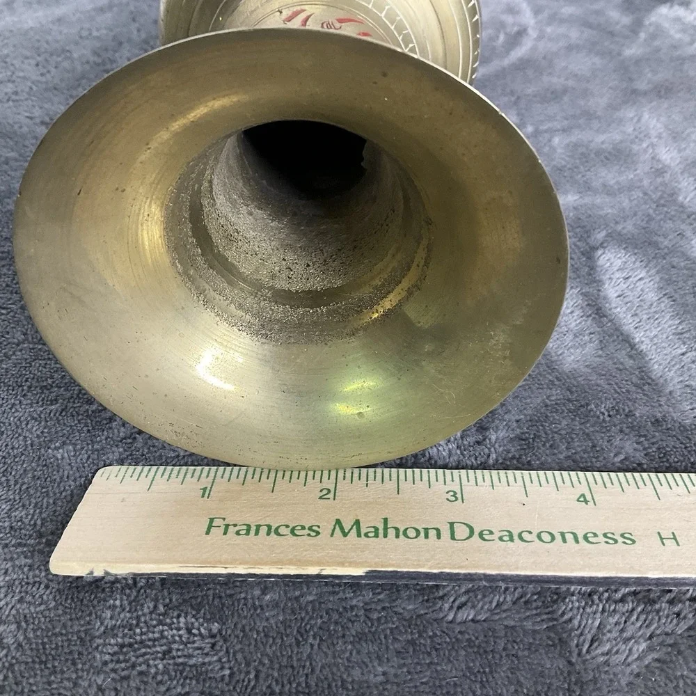 Vintage Brass Vase Decorative‎ Floral Ornate Etched Accent Tall Pedestal Vase